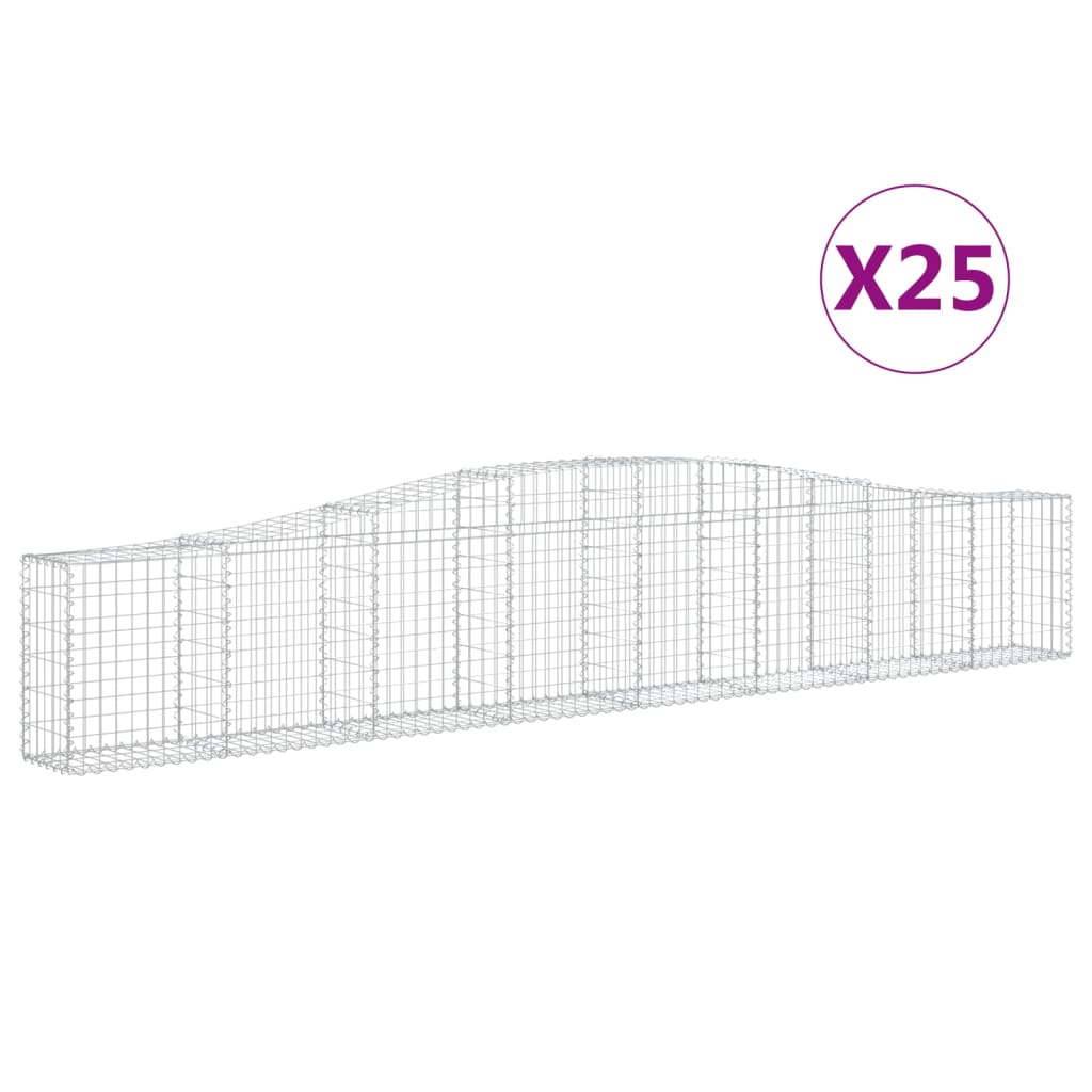 vidaXL Συρματοκιβώτια Τοξωτά 25 τεμ. 400x30x60/80 εκ. Γαλβαν. Ατσάλι