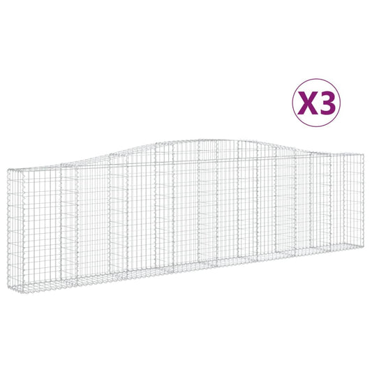 vidaXL Συρματοκιβώτια Τοξωτά 3 τεμ. 400x30x100/120 εκ. Γαλβαν. Ατσάλι