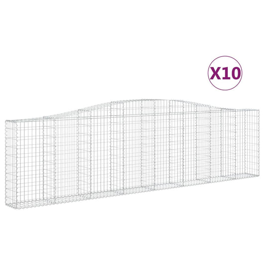 vidaXL Συρματοκιβώτια Τοξωτά 10 τεμ. 400x30x100/120 εκ. Γαλβαν. Ατσάλι