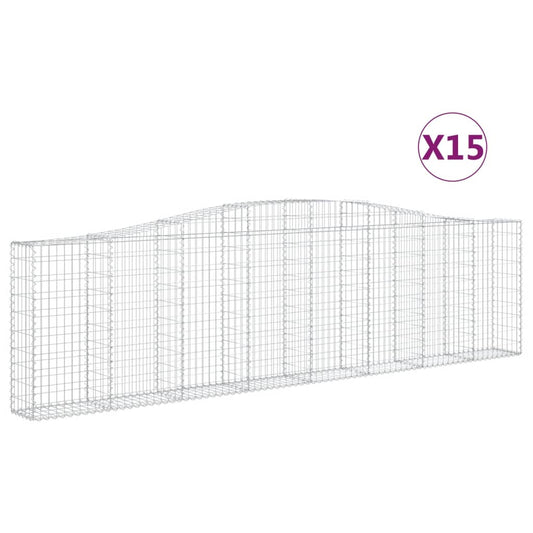 vidaXL Συρματοκιβώτια Τοξωτά 15 τεμ. 400x30x100/120 εκ. Γαλβαν. Ατσάλι