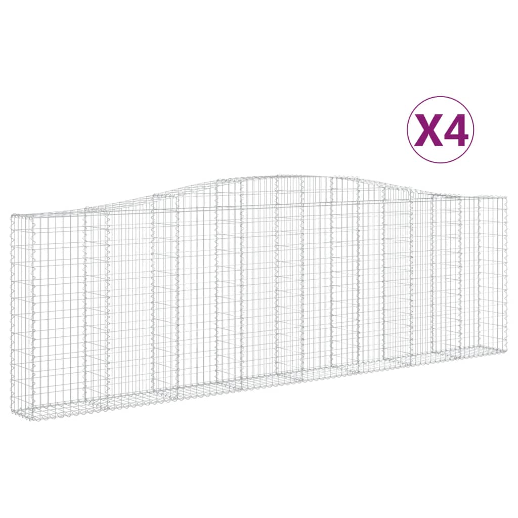 vidaXL Συρματοκιβώτια Τοξωτά 4 τεμ. 400x30x120/140 εκ. Γαλβαν. Ατσάλι