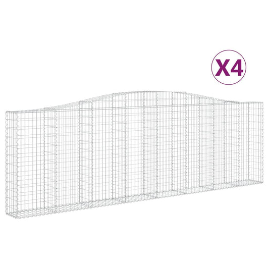 vidaXL Συρματοκιβώτια Τοξωτά 4 τεμ. 400x30x120/140 εκ. Γαλβαν. Ατσάλι