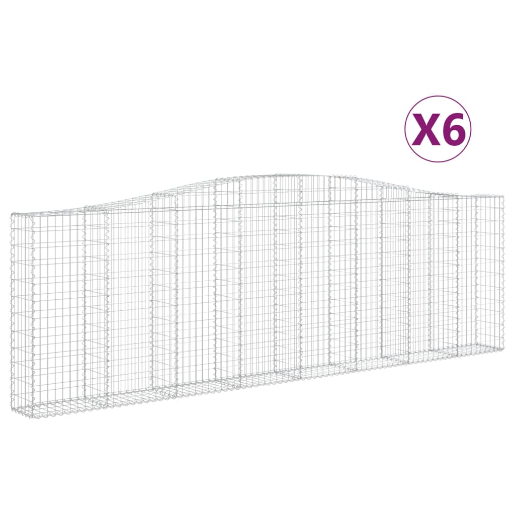 vidaXL Συρματοκιβώτια Τοξωτά 6 τεμ. 400x30x120/140 εκ. Γαλβαν. Ατσάλι