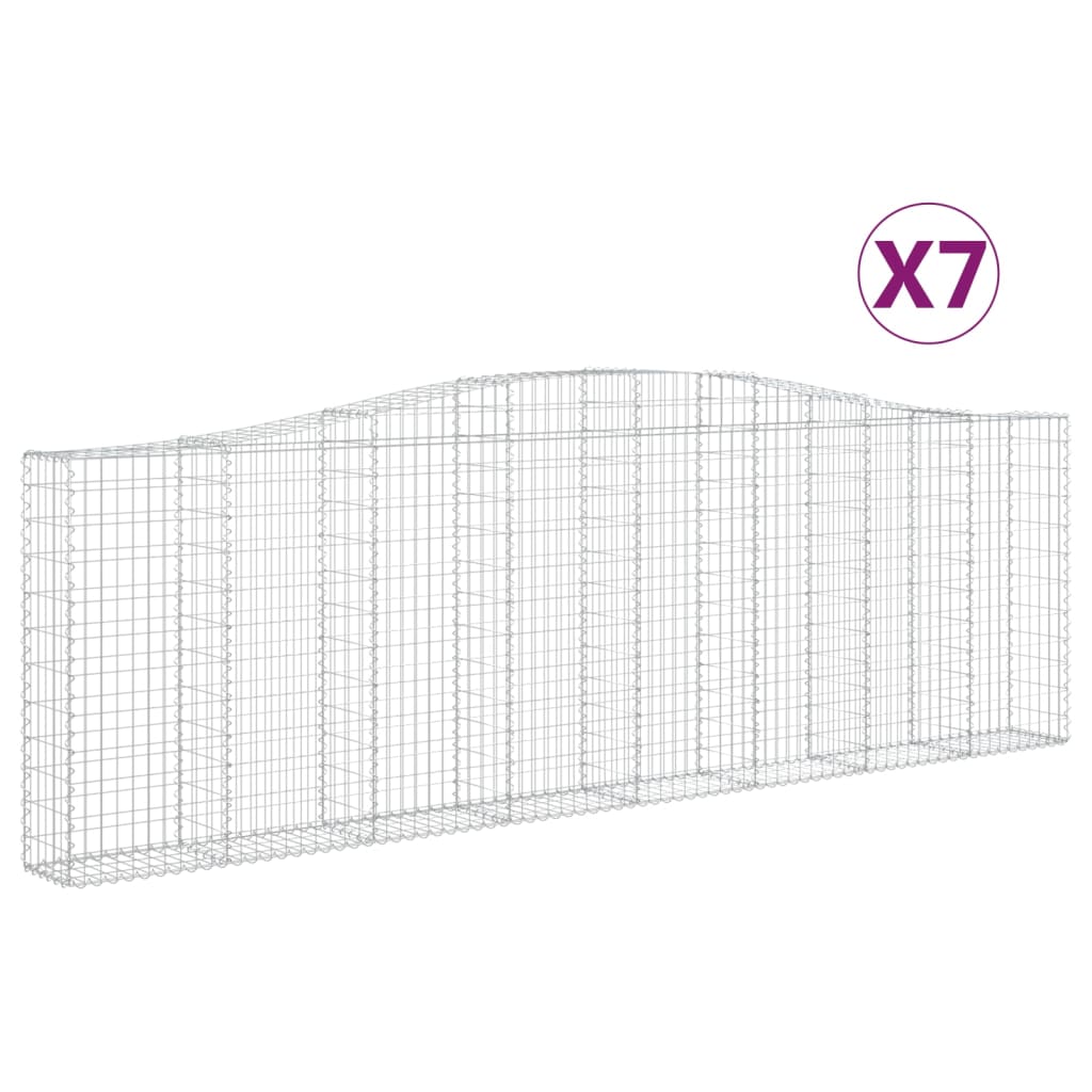 vidaXL Συρματοκιβώτια Τοξωτά 7 τεμ. 400x30x120/140 εκ. Γαλβαν. Ατσάλι