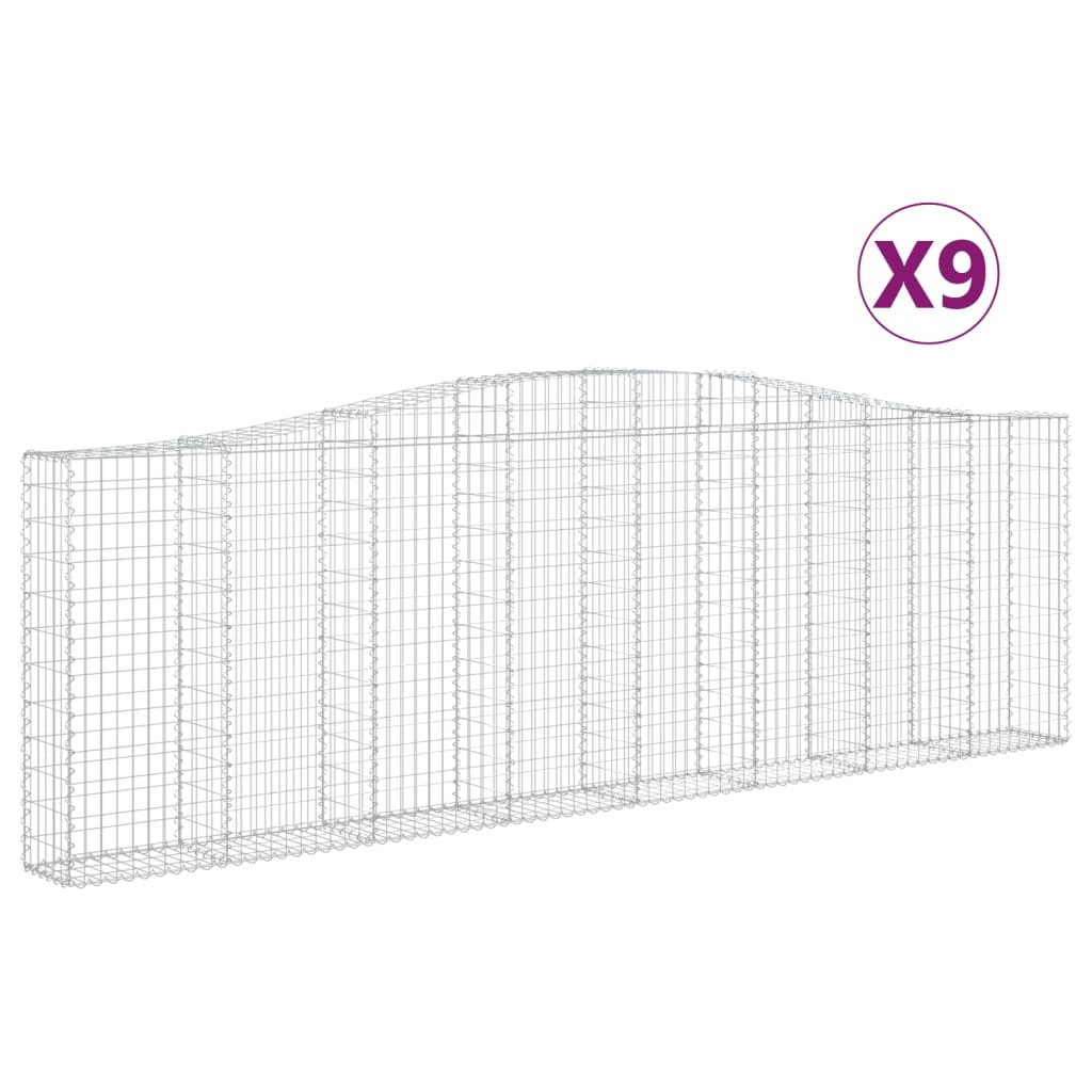 vidaXL Συρματοκιβώτια Τοξωτά 9 τεμ. 400x30x120/140 εκ. Γαλβαν. Ατσάλι