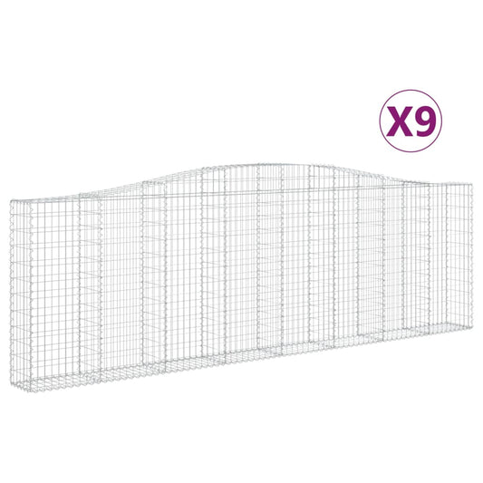 vidaXL Συρματοκιβώτια Τοξωτά 9 τεμ. 400x30x120/140 εκ. Γαλβαν. Ατσάλι