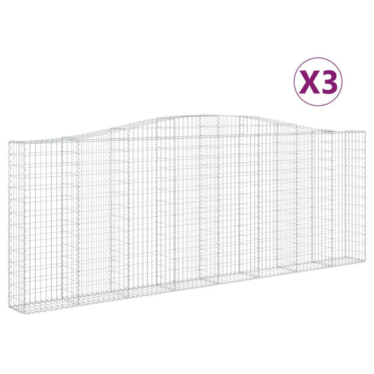 vidaXL Συρματοκιβώτια Τοξωτά 3 τεμ. 400x30x140/160 εκ. Γαλβαν. Ατσάλι