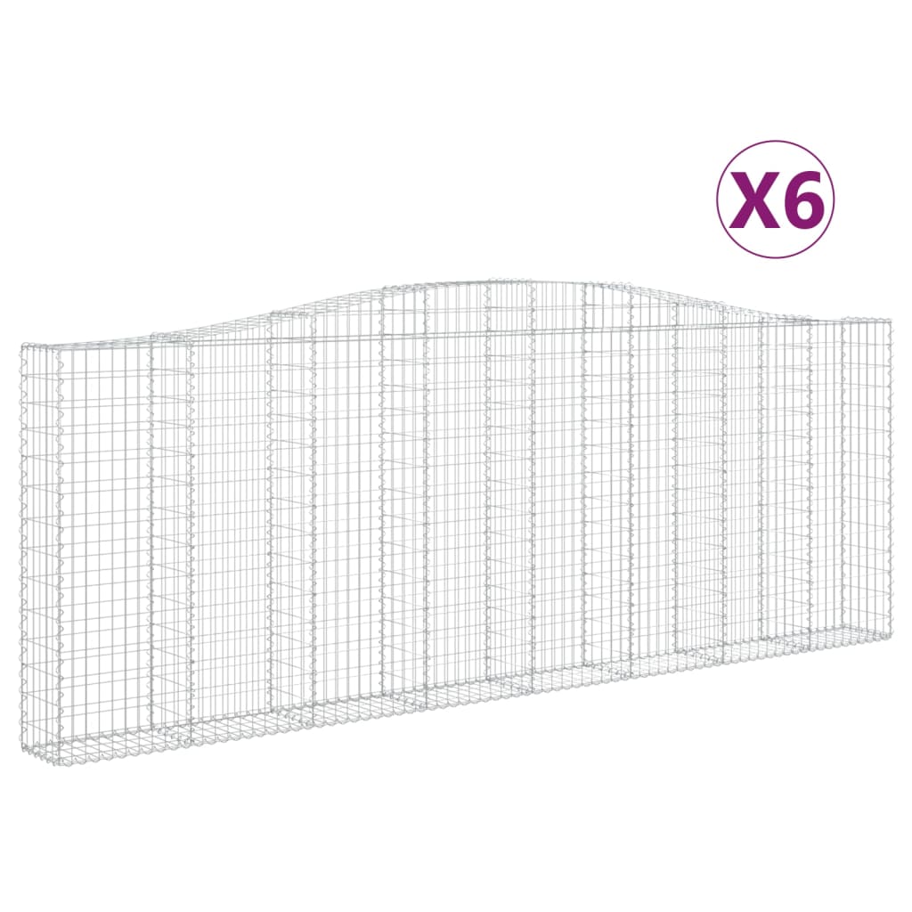 vidaXL Συρματοκιβώτια Τοξωτά 6 τεμ. 400x30x140/160 εκ. Γαλβαν. Ατσάλι