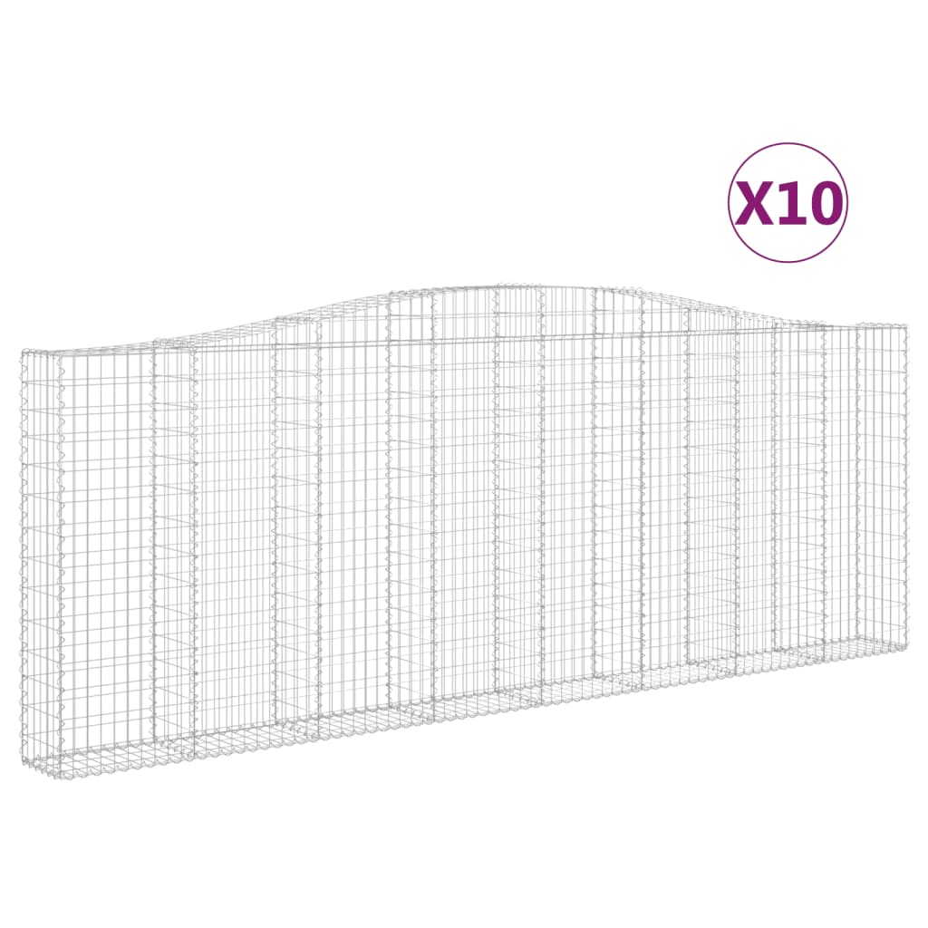 vidaXL Συρματοκιβώτια Τοξωτά 10 τεμ. 400x30x140/160 εκ. Γαλβαν. Ατσάλι