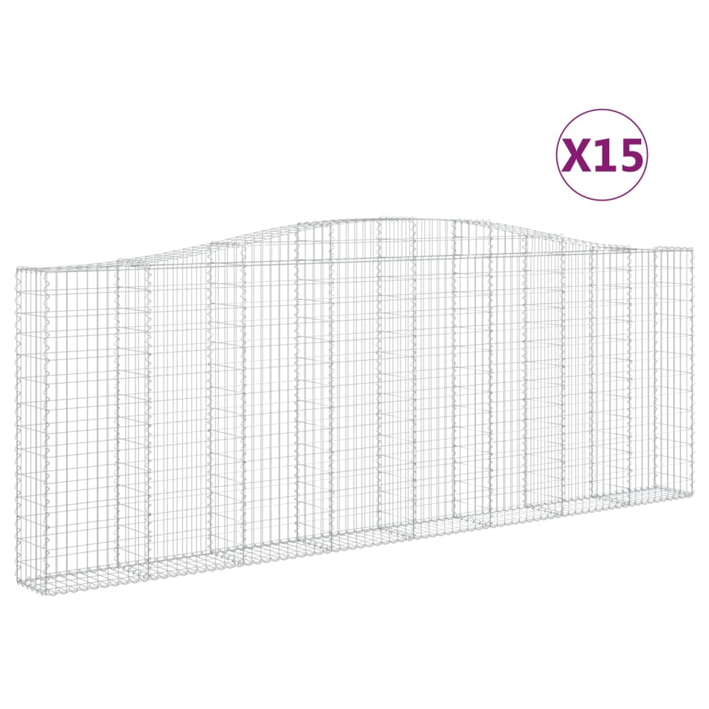 vidaXL Συρματοκιβώτια Τοξωτά 15 τεμ. 400x30x140/160 εκ. Γαλβαν. Ατσάλι