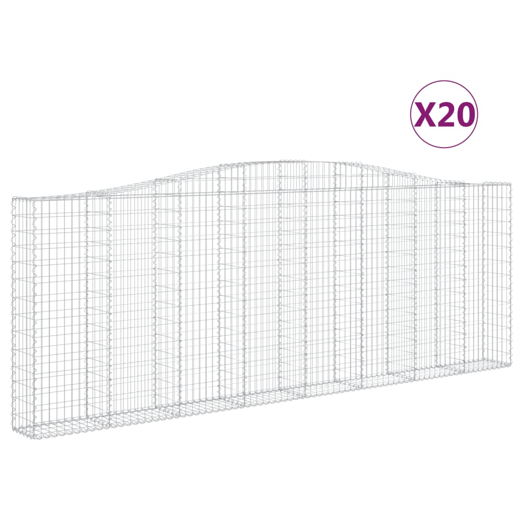 vidaXL Συρματοκιβώτια Τοξωτά 20 τεμ. 400x30x140/160 εκ. Γαλβαν. Ατσάλι