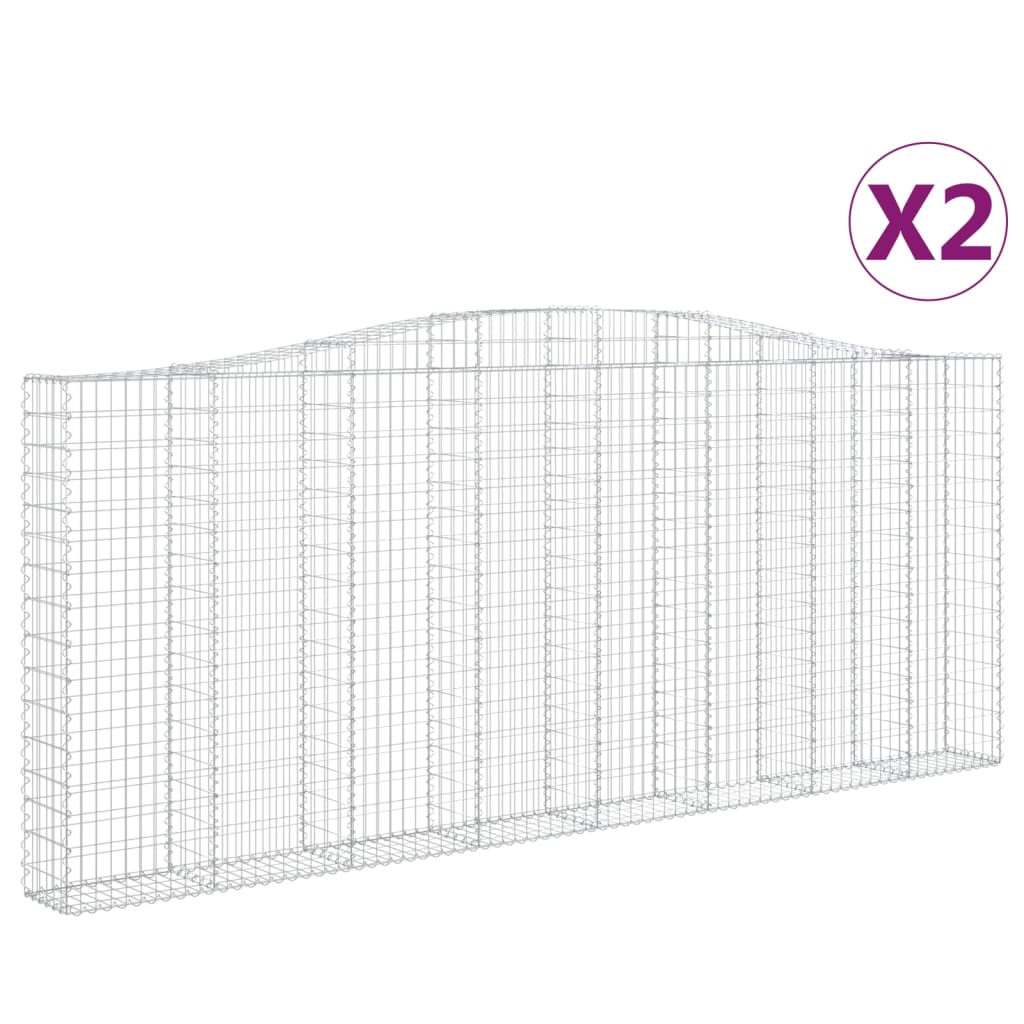 vidaXL Συρματοκιβώτια Τοξωτά 2 τεμ. 400x30x160/180 εκ. Γαλβαν. Ατσάλι