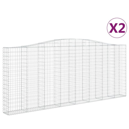 vidaXL Συρματοκιβώτια Τοξωτά 2 τεμ. 400x30x160/180 εκ. Γαλβαν. Ατσάλι