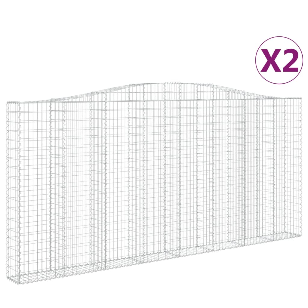 vidaXL Συρματοκιβώτια Τοξωτά 2 τεμ. 400x30x180/200 εκ. Γαλβαν. Ατσάλι