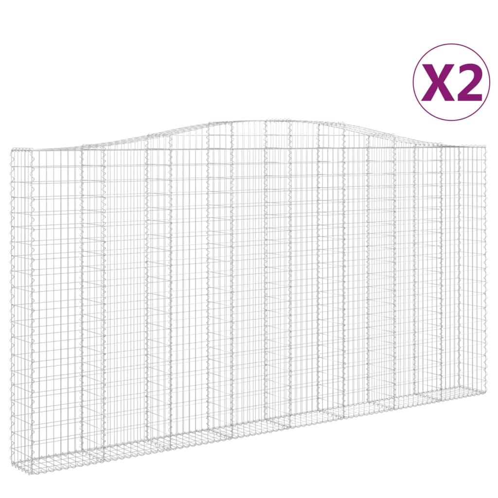 vidaXL Συρματοκιβώτια Τοξωτά 2 τεμ. 400x30x200/220 εκ. Γαλβαν. Ατσάλι