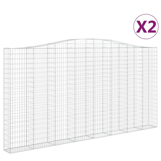 vidaXL Συρματοκιβώτια Τοξωτά 2 τεμ. 400x30x200/220 εκ. Γαλβαν. Ατσάλι