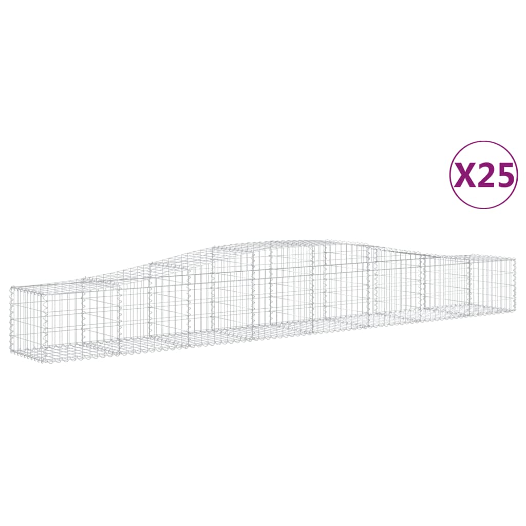 vidaXL Συρματοκιβώτια Τοξωτά 25 τεμ. 400x50x40/60 εκ. Γαλβαν. Ατσάλι