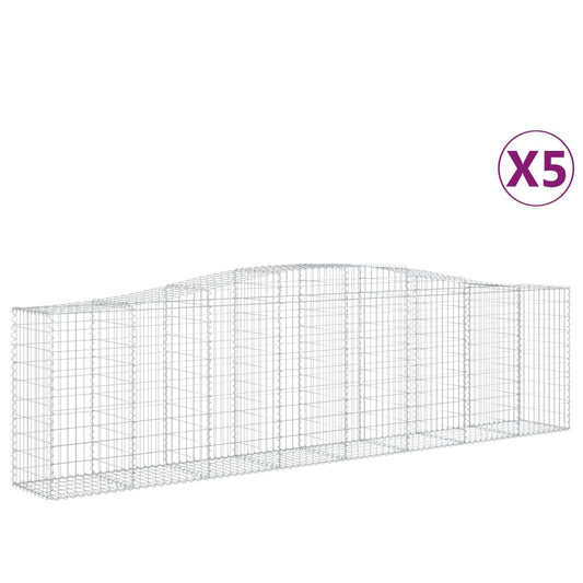 vidaXL Συρματοκιβώτια Τοξωτά 5 τεμ. 400x50x100/120 εκ. Γαλβαν. Ατσάλι