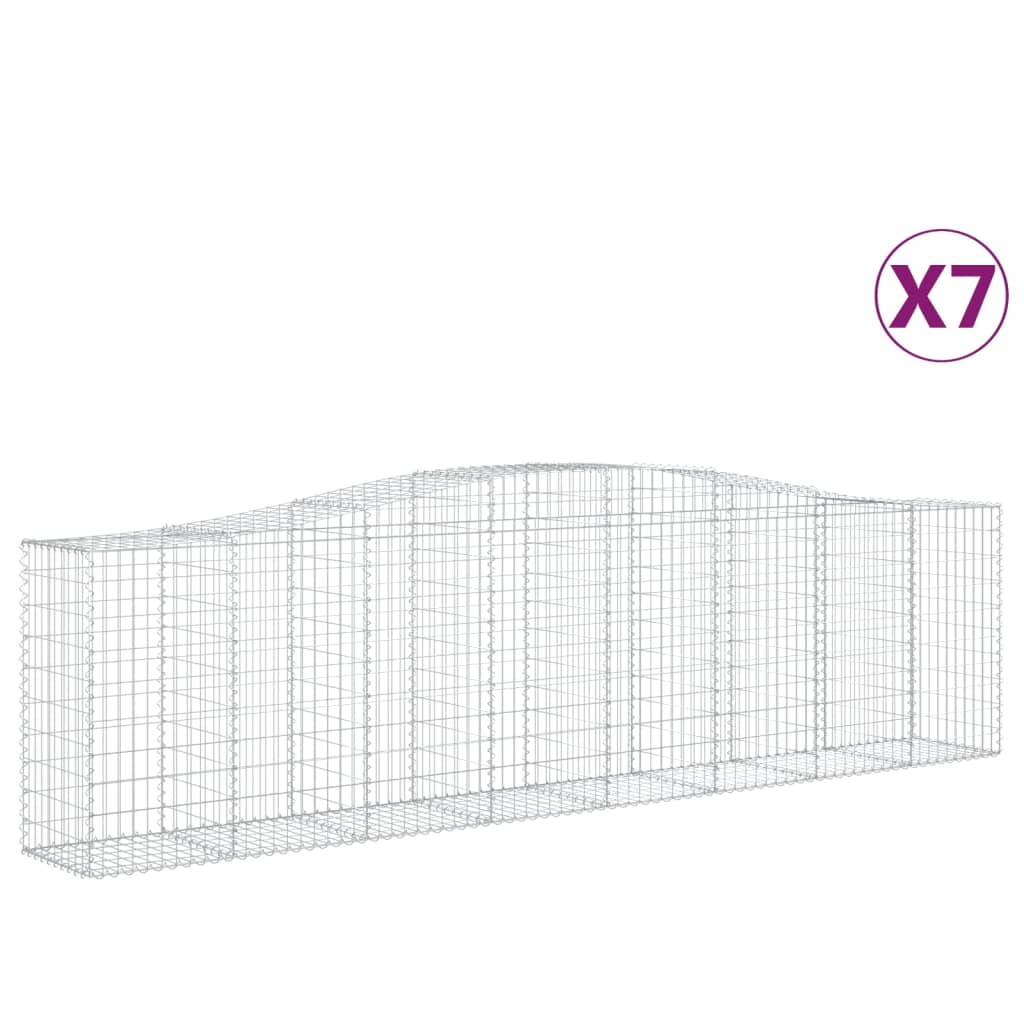 vidaXL Συρματοκιβώτια Τοξωτά 7 τεμ. 400x50x100/120 εκ. Γαλβαν. Ατσάλι