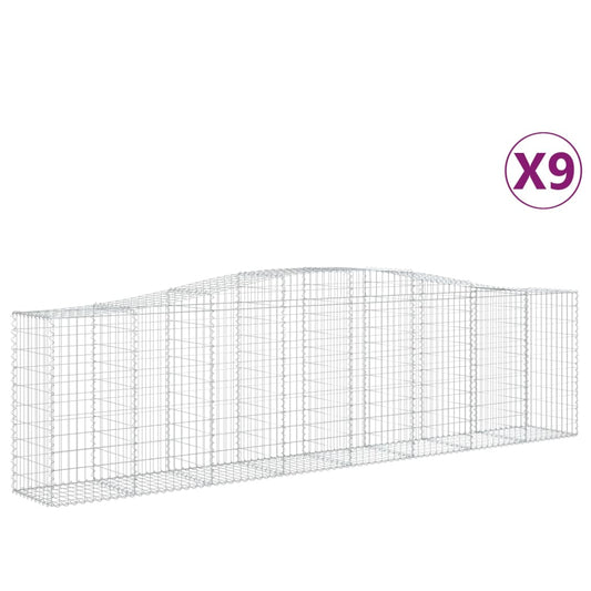 vidaXL Συρματοκιβώτια Τοξωτά 9 τεμ. 400x50x100/120 εκ. Γαλβαν. Ατσάλι