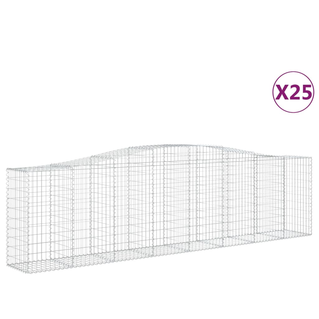 vidaXL Συρματοκιβώτια Τοξωτά 25 τεμ. 400x50x100/120 εκ. Γαλβαν. Ατσάλι