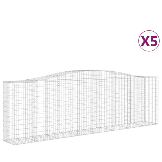 vidaXL Συρματοκιβώτια Τοξωτά 5 τεμ. 400x50x120/140 εκ. Γαλβαν. Ατσάλι