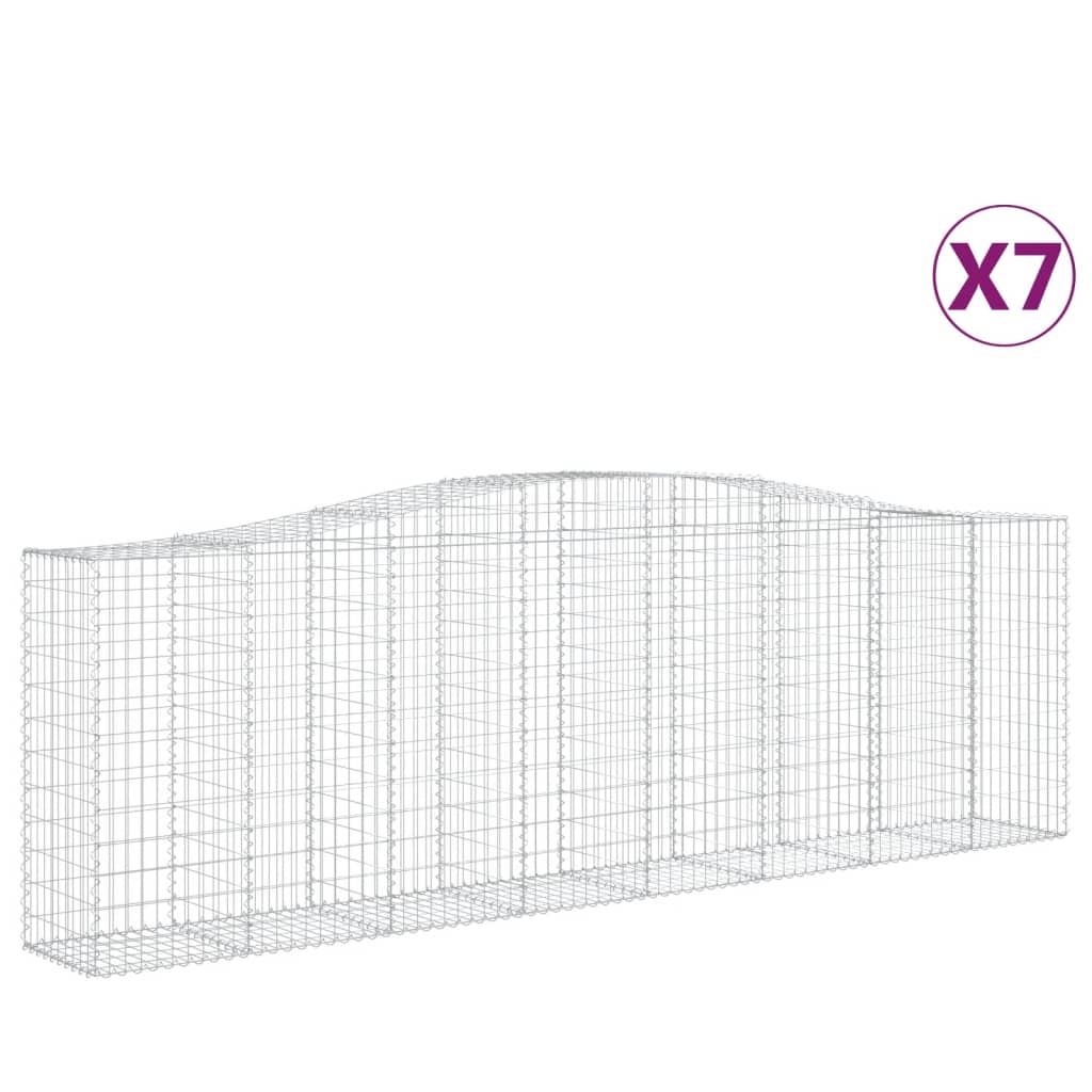 vidaXL Συρματοκιβώτια Τοξωτά 7 τεμ. 400x50x120/140 εκ. Γαλβαν. Ατσάλι