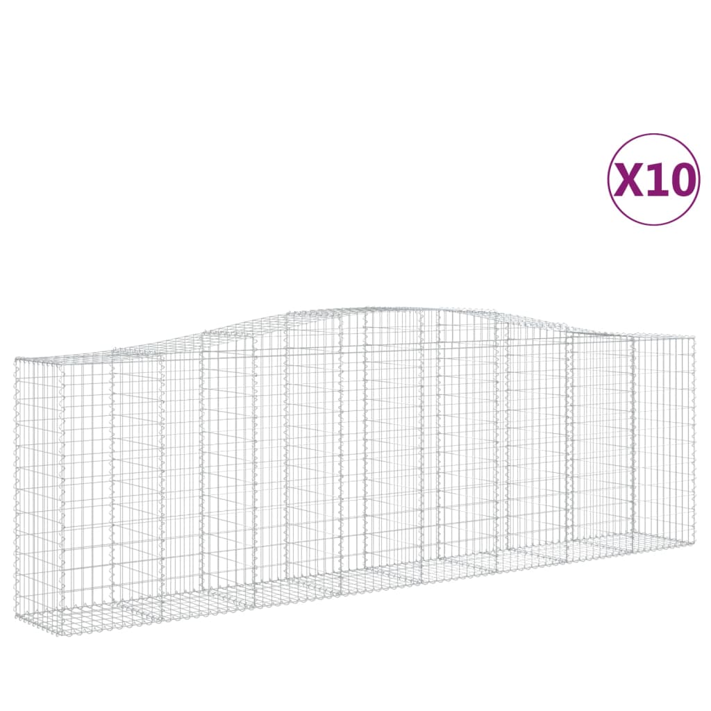 vidaXL Συρματοκιβώτια Τοξωτά 10 τεμ. 400x50x120/140 εκ. Γαλβαν. Ατσάλι