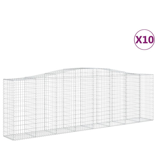 vidaXL Συρματοκιβώτια Τοξωτά 10 τεμ. 400x50x120/140 εκ. Γαλβαν. Ατσάλι