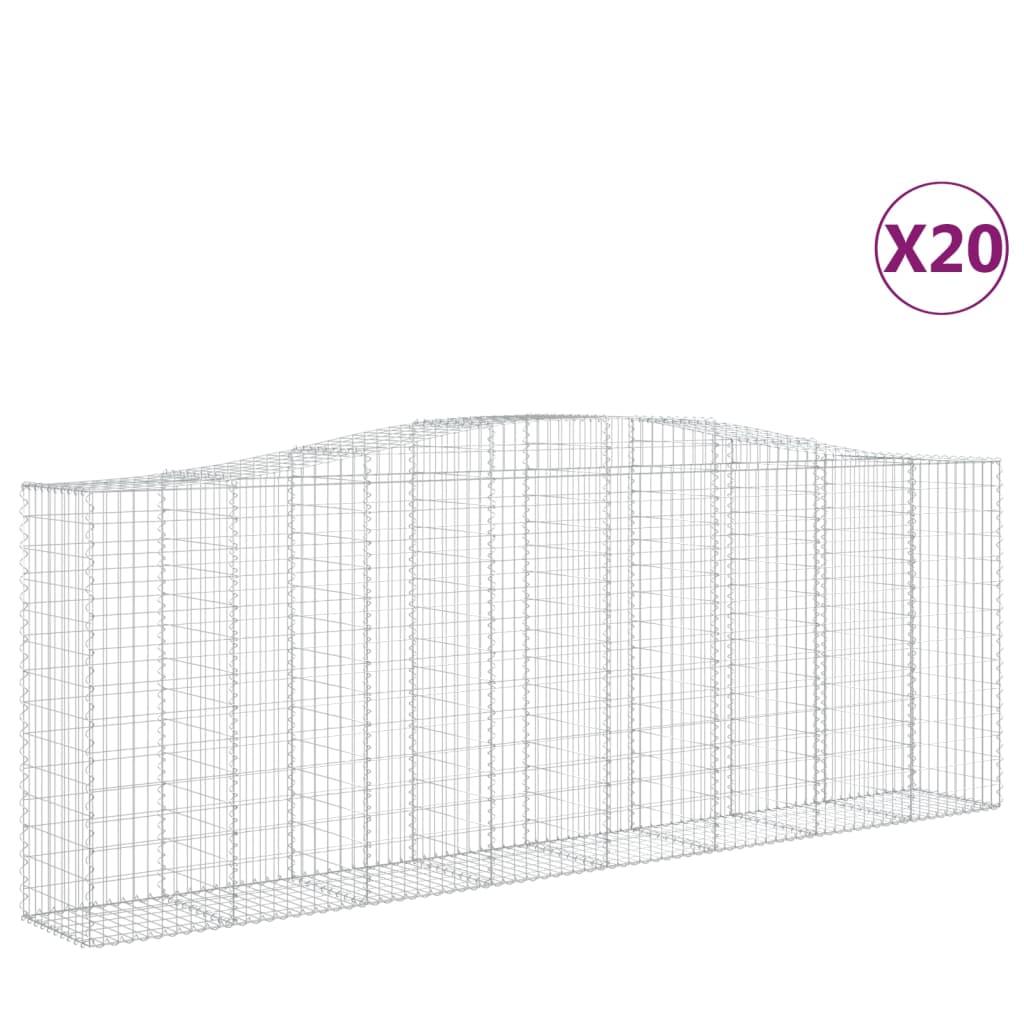 vidaXL Συρματοκιβώτια Τοξωτά 20 τεμ. 400x50x140/160 εκ. Γαλβαν. Ατσάλι