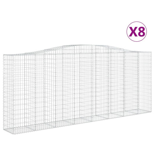 vidaXL Συρματοκιβώτια Τοξωτά 8 τεμ. 400x50x160/180 εκ. Γαλβαν. Ατσάλι