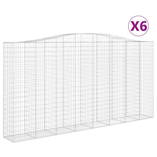 vidaXL Συρματοκιβώτια Τοξωτά 6 τεμ. 400x50x200/220 εκ. Γαλβαν. Ατσάλι