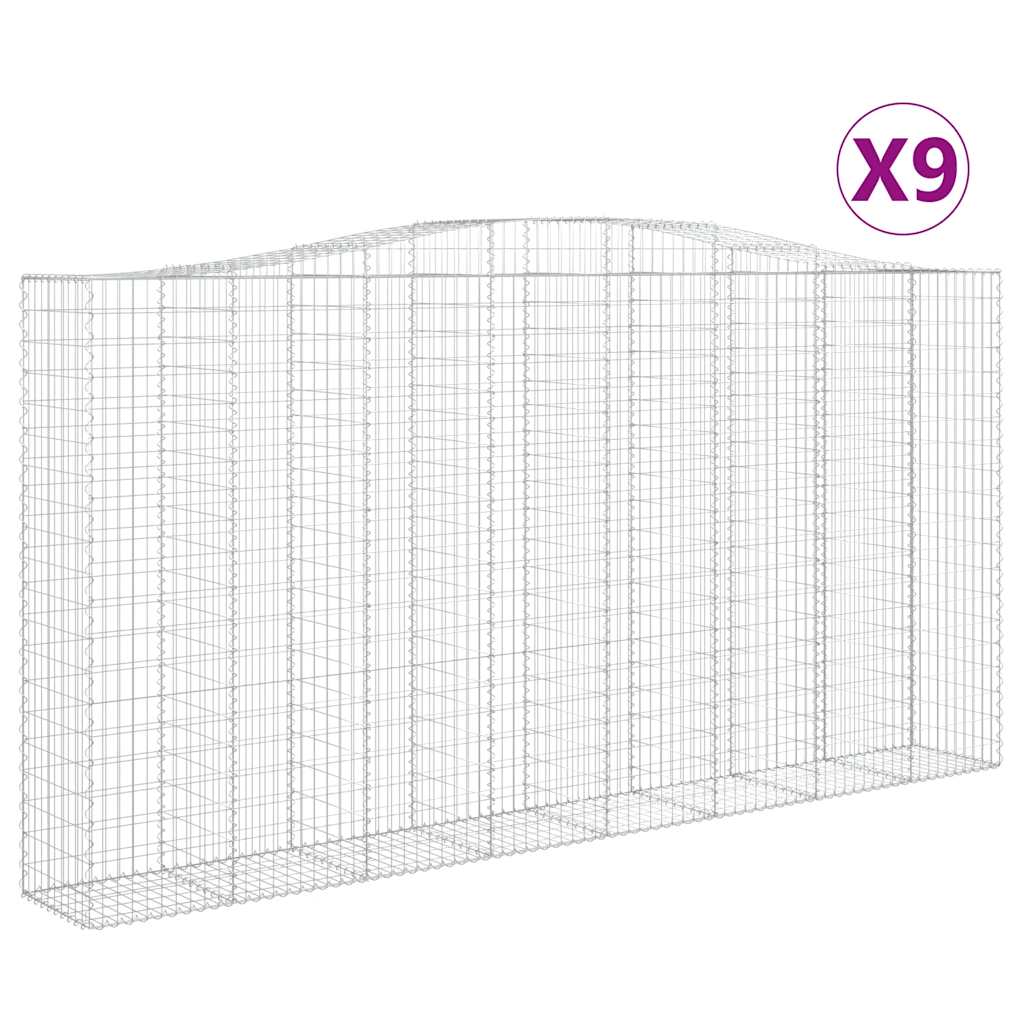 vidaXL Συρματοκιβώτια Τοξωτά 9 τεμ. 400x50x200/220 εκ. Γαλβαν. Ατσάλι