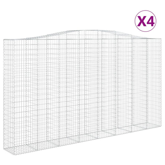 vidaXL Συρματοκιβώτια Τοξωτά 4 τεμ. 400x50x220/240 εκ. Γαλβαν. Ατσάλι