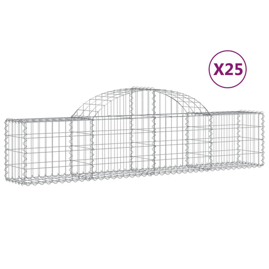vidaXL Συρματοκιβώτια Τοξωτά 25 τεμ. 200x30x40/60 εκ. Γαλβαν. Ατσάλι