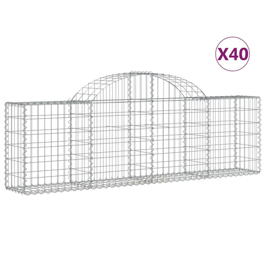 vidaXL Συρματοκιβώτια Τοξωτά 40 τεμ. 200x30x60/80 εκ. Γαλβαν. Ατσάλι