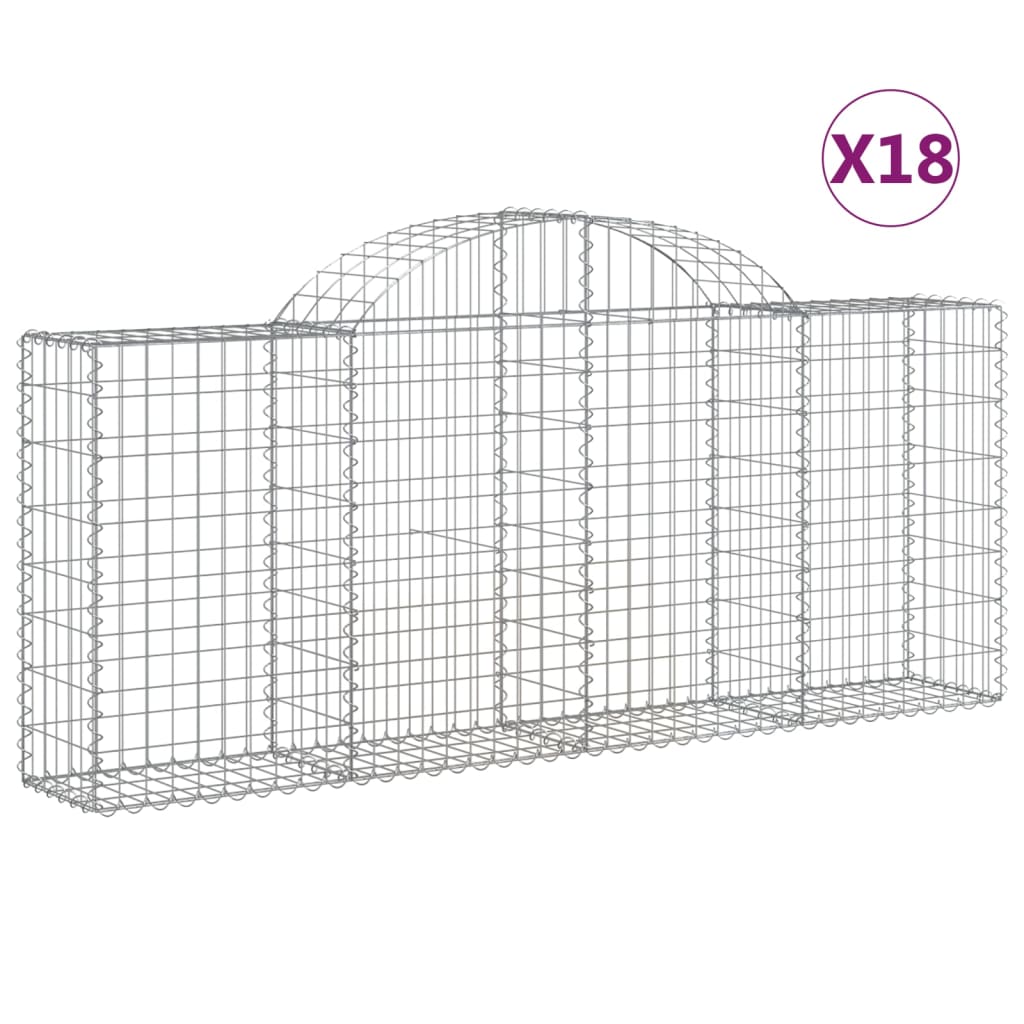 vidaXL Συρματοκιβώτια Τοξωτά 18 τεμ. 200x30x80/100 εκ. Γαλβαν. Ατσάλι