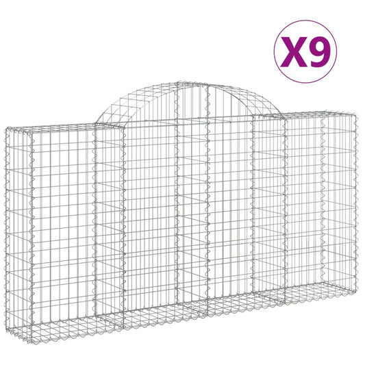 vidaXL Συρματοκιβώτια Τοξωτά 9 τεμ. 200x30x100/120 εκ. Γαλβαν. Ατσάλι