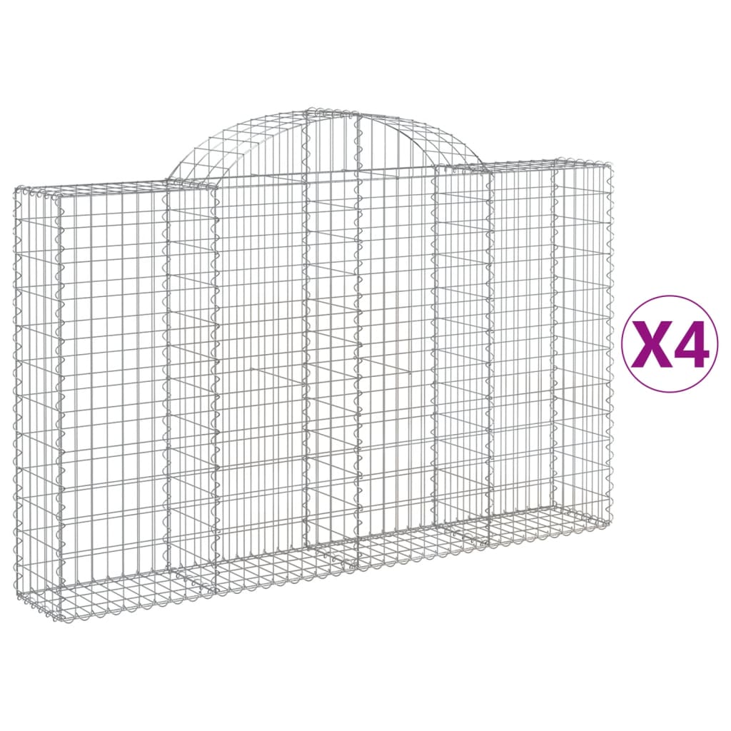 vidaXL Συρματοκιβώτια Τοξωτά 4 τεμ. 200x30x120/140 εκ. Γαλβαν. Ατσάλι
