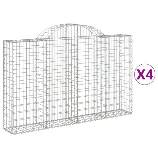 vidaXL Συρματοκιβώτια Τοξωτά 4 τεμ. 200x30x120/140 εκ. Γαλβαν. Ατσάλι