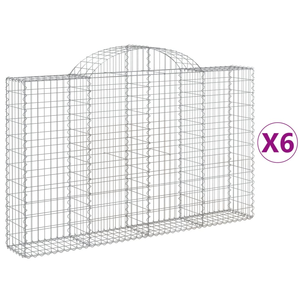 vidaXL Συρματοκιβώτια Τοξωτά 6 τεμ. 200x30x120/140 εκ. Γαλβαν. Ατσάλι