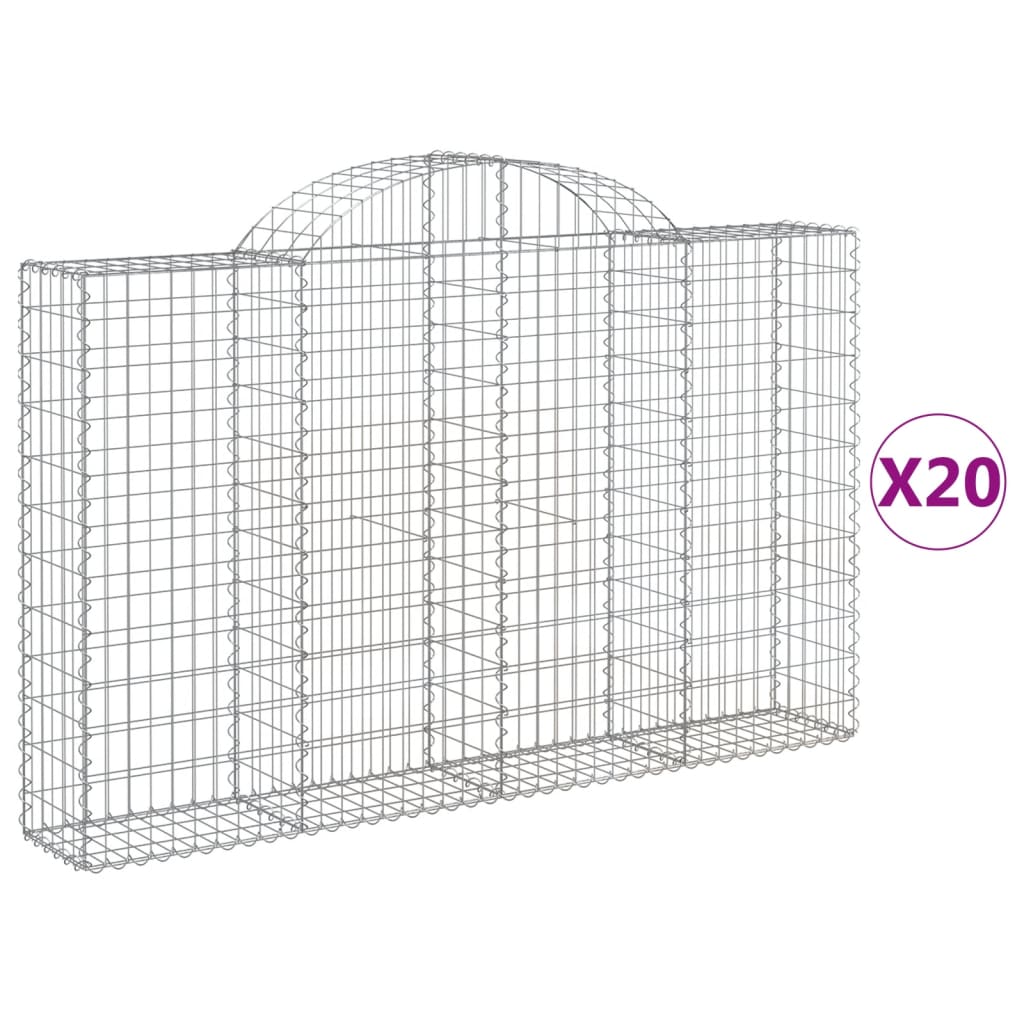 vidaXL Συρματοκιβώτια Τοξωτά 20 τεμ. 200x30x120/140 εκ. Γαλβαν. Ατσάλι