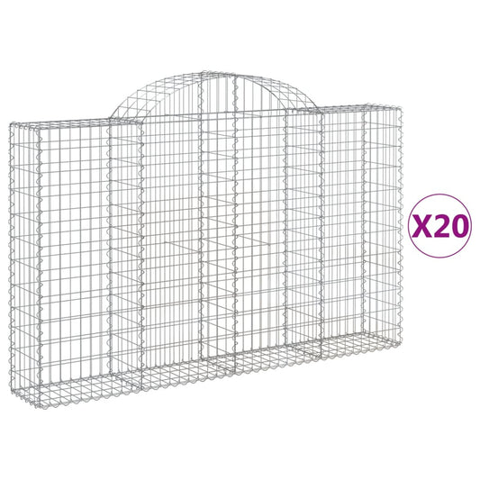 vidaXL Συρματοκιβώτια Τοξωτά 20 τεμ. 200x30x120/140 εκ. Γαλβαν. Ατσάλι