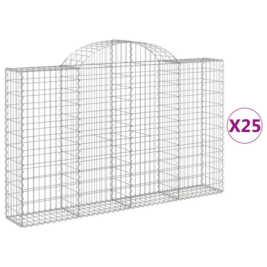 vidaXL Συρματοκιβώτια Τοξωτά 25 τεμ. 200x30x120/140 εκ. Γαλβαν. Ατσάλι