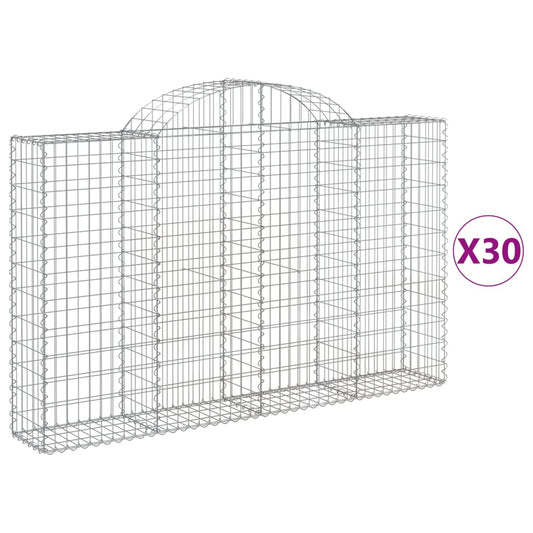vidaXL Συρματοκιβώτια Τοξωτά 30 τεμ. 200x30x120/140 εκ. Γαλβαν. Ατσάλι