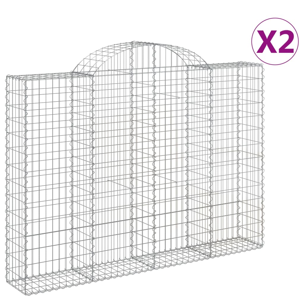 vidaXL Συρματοκιβώτια Τοξωτά 2 τεμ. 200x30x140/160 εκ. Γαλβαν. Ατσάλι