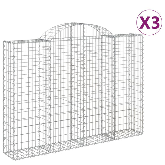 vidaXL Συρματοκιβώτια Τοξωτά 3 τεμ. 200x30x140/160 εκ. Γαλβαν. Ατσάλι