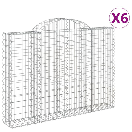 vidaXL Συρματοκιβώτια Τοξωτά 6 τεμ. 200x30x140/160 εκ. Γαλβαν. Ατσάλι