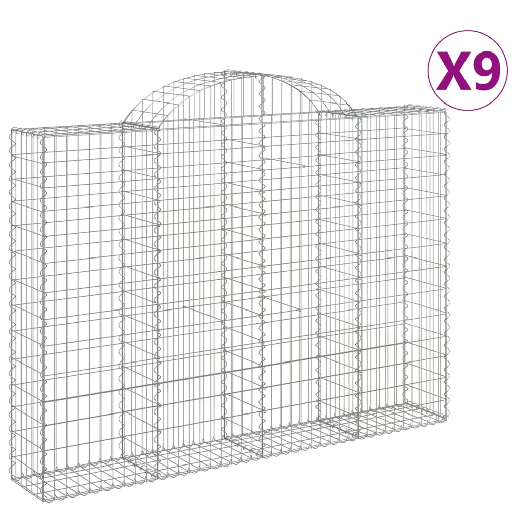 vidaXL Συρματοκιβώτια Τοξωτά 9 τεμ. 200x30x140/160 εκ. Γαλβαν. Ατσάλι