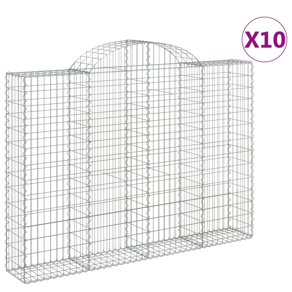 vidaXL Συρματοκιβώτια Τοξωτά 10 τεμ. 200x30x140/160 εκ. Γαλβαν. Ατσάλι